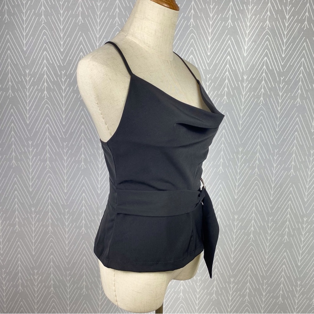 URBAN OUTFITTERS Black Cowl Neck top with built-in belt. NWT - Picture 7 of 10